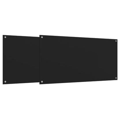 Paraschizzi per Cucina 2 pz Neri 80x40 cm in Vetro Temperato