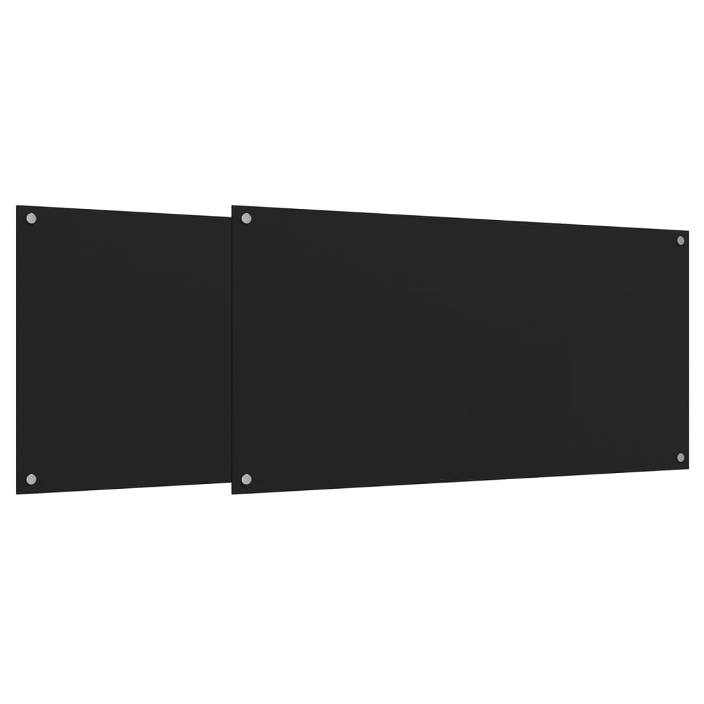 Paraschizzi per Cucina 2 pz Neri 80x60 cm in Vetro Temperato