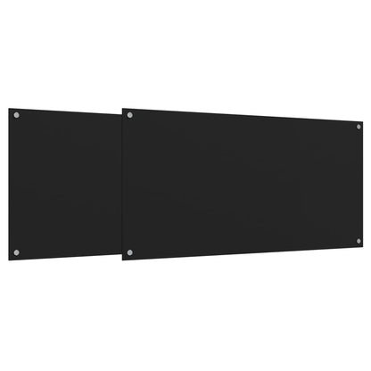 Paraschizzi per Cucina 2 pz Neri 80x60 cm in Vetro Temperato