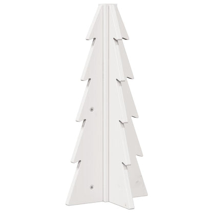 Albero di Natale Decorativo Bianco 49 cm Legno Massello di Pino