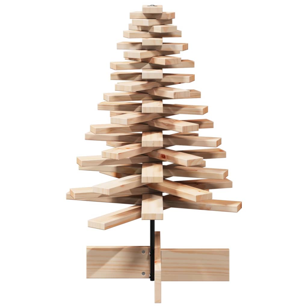 Albero di Natale Decorativo in Legno 80 cm Legno Massello Pino