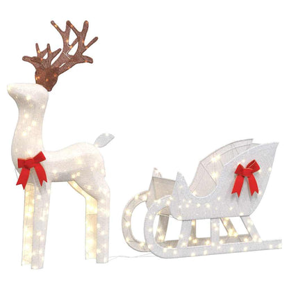 Decorazione Natalizia Renna e Slitta 100 LED Bianco Freddo