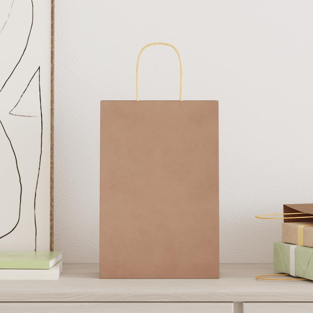 Sacchetti di Carta 50 pz con Manici Marrone 21x11x31 cm