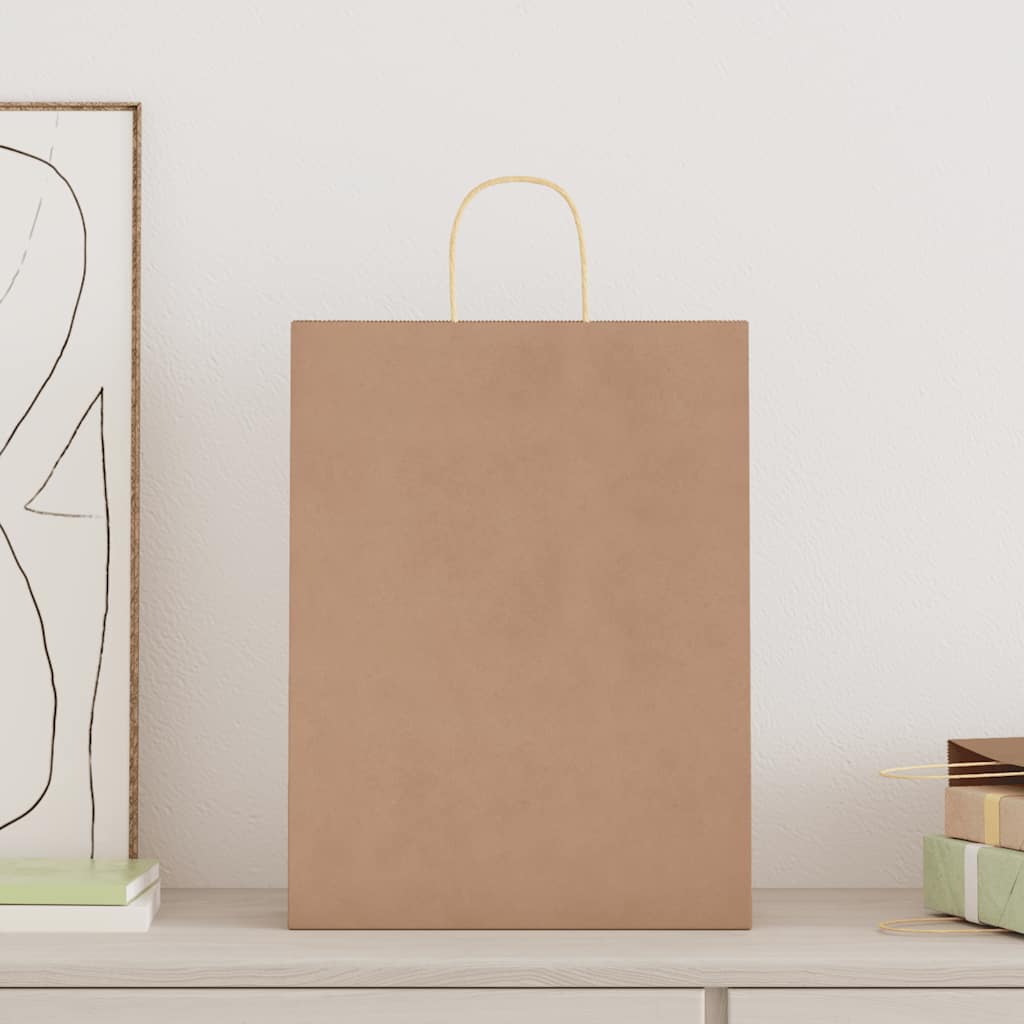 Sacchetti di Carta 50 pz con Manici Marrone 32x12x42 cm