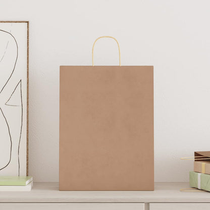 Sacchetti di Carta 50 pz con Manici Marrone 32x12x42 cm