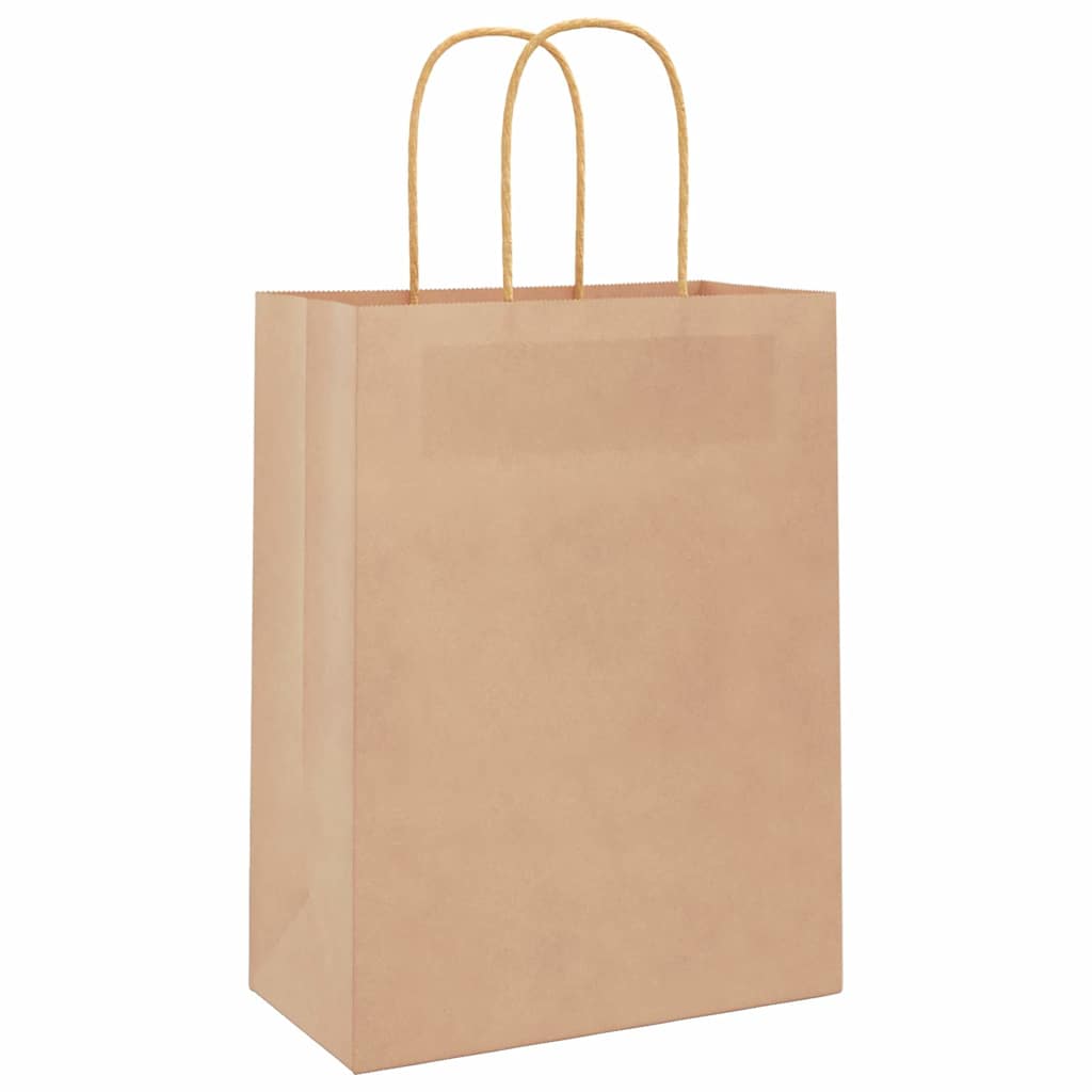 Sacchetti di Carta 250 pz con Manici Marrone 21x11x28 cm