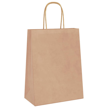 Sacchetti di Carta 250 pz con Manici Marrone 21x11x28 cm