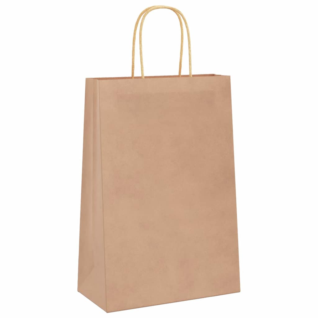 Sacchetti di Carta 250 pz con Manici Marrone 21x11x31 cm