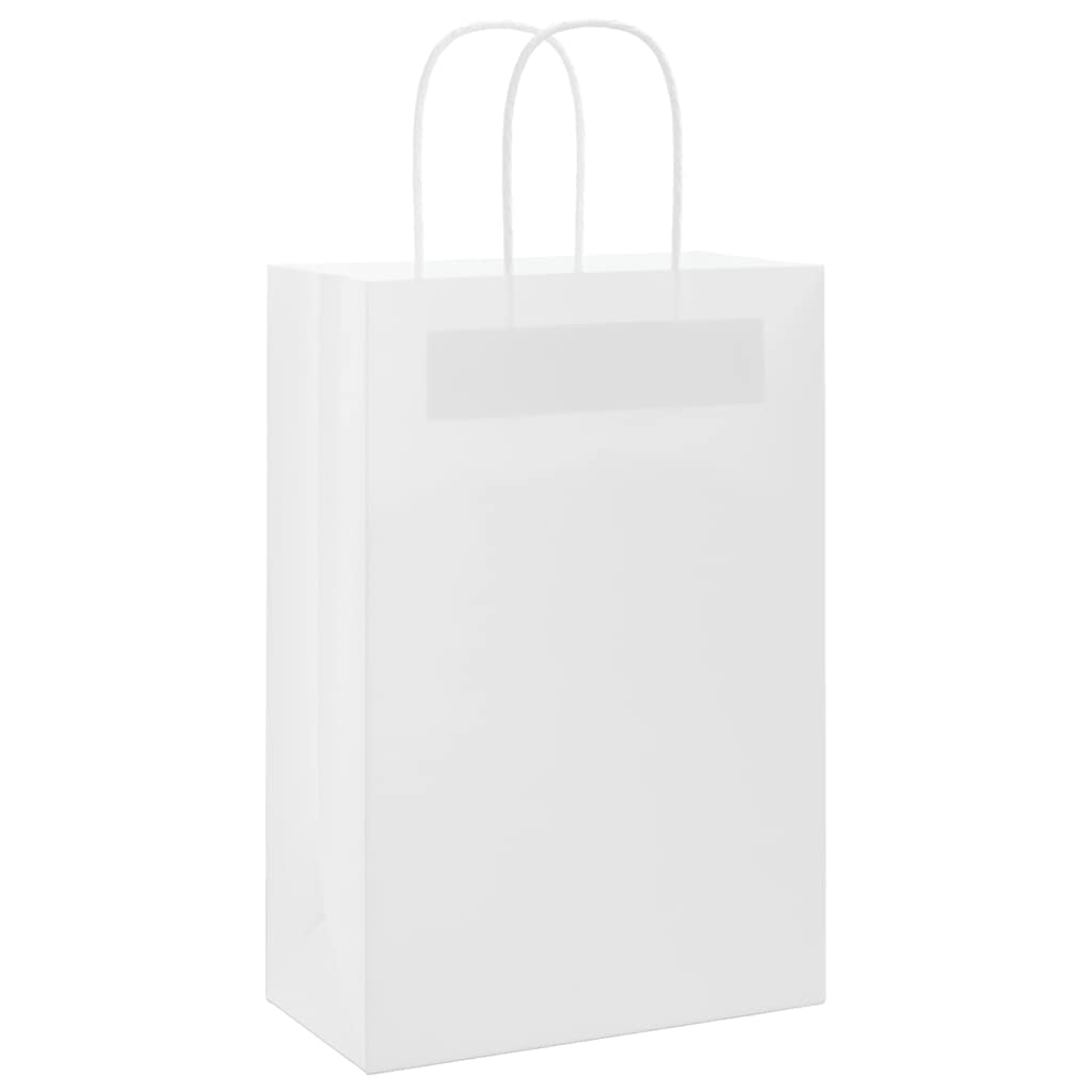 Sacchetti di Carta 50 pz con Manici Bianchi 21x11x31 cm