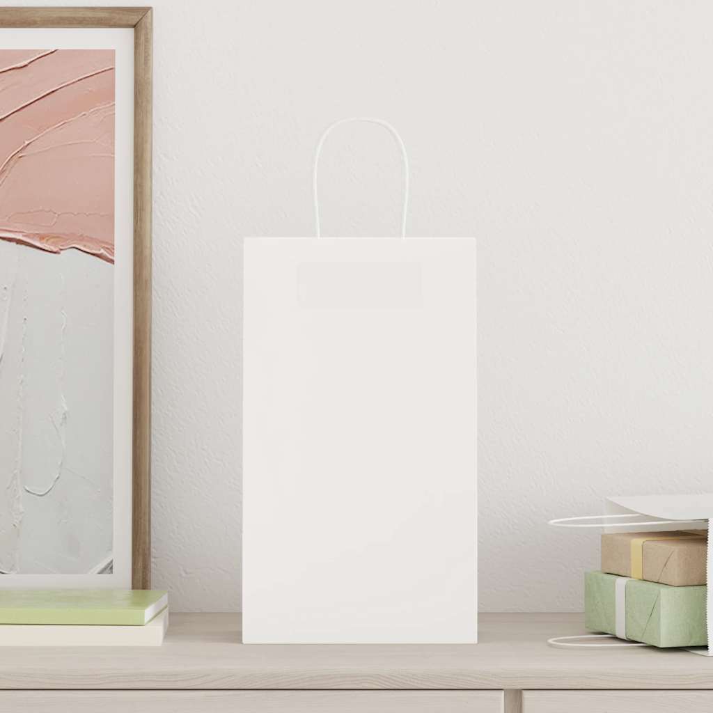 Sacchetti di Carta 50 pz con Manici Bianchi 21x11x36 cm
