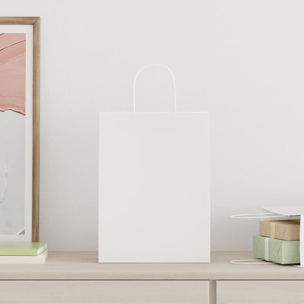 Sacchetti di Carta 50 pz con Manici Bianchi 26x12x35 cm
