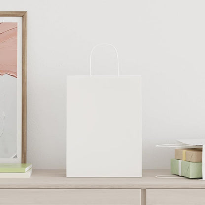 Sacchetti di Carta 50 pz con Manici Bianchi 26x12x35 cm