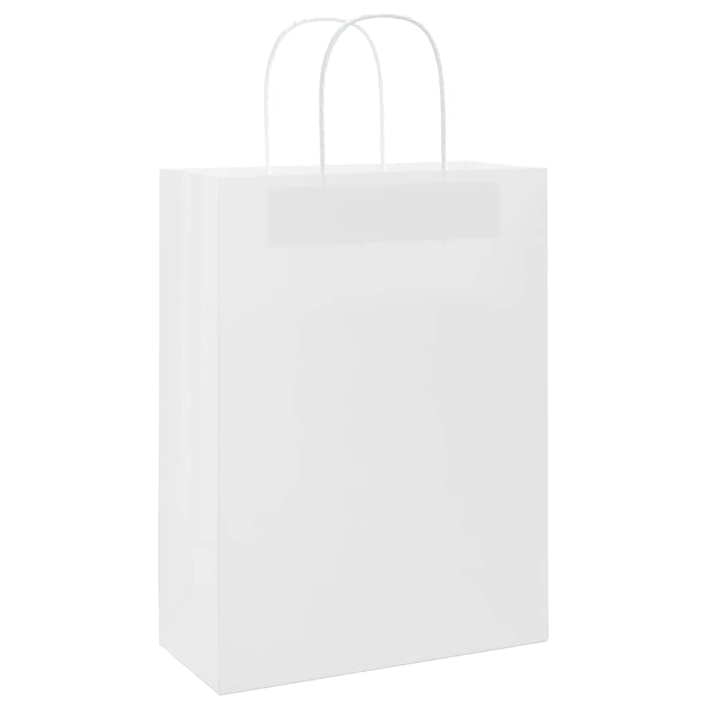 Sacchetti di Carta 50 pz con Manici Bianchi 26x12x35 cm