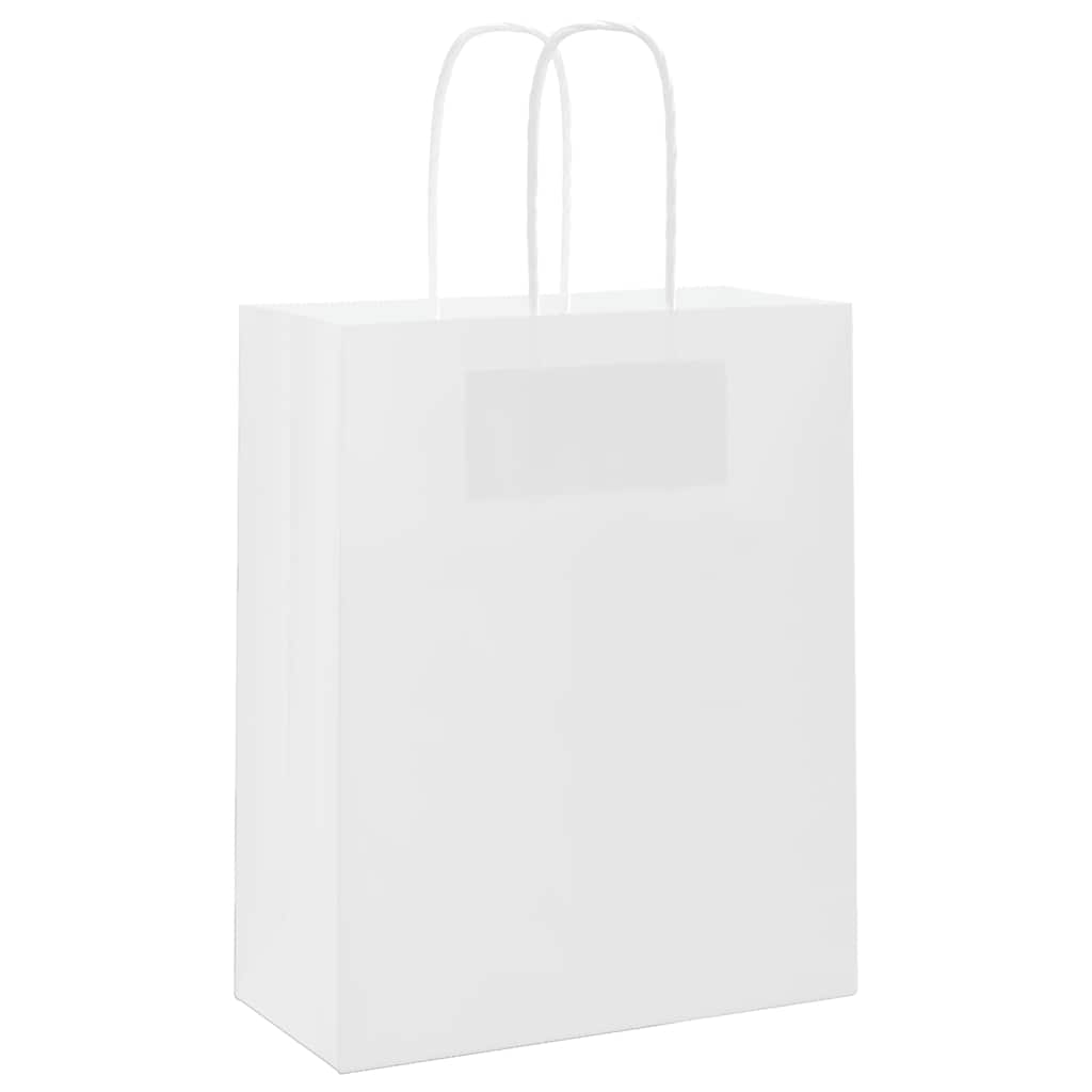 Sacchetti di Carta 250 pz con Manici Bianchi 18x8x22 cm