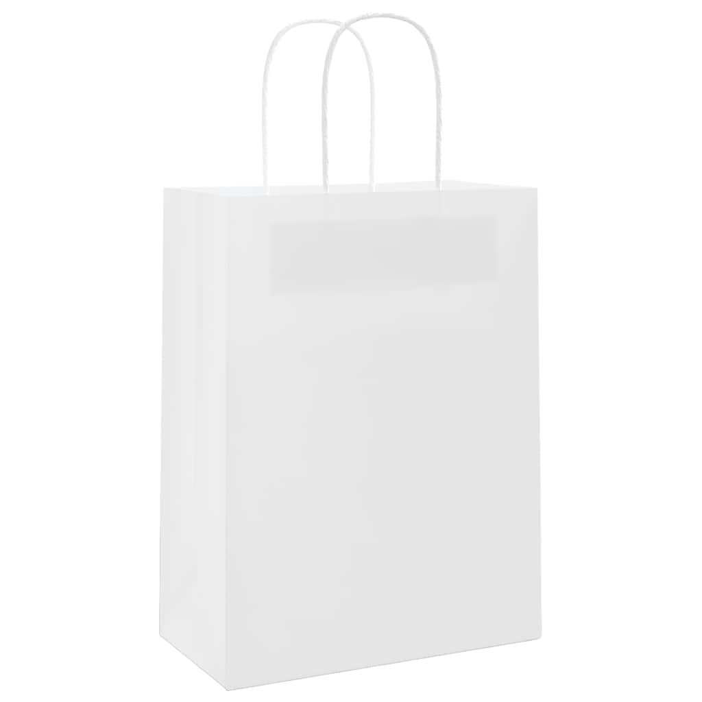 Sacchetti di Carta 250 pz con Manici Bianchi 21x11x28 cm