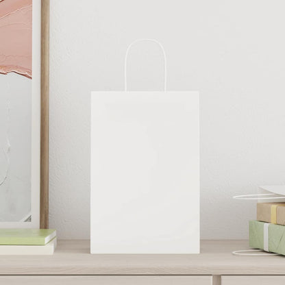 Sacchetti di Carta 250 pz con Manici Bianchi 21x11x31 cm