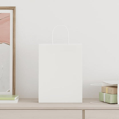 Sacchetti di Carta 250 pz con Manici Bianchi 26x12x35 cm