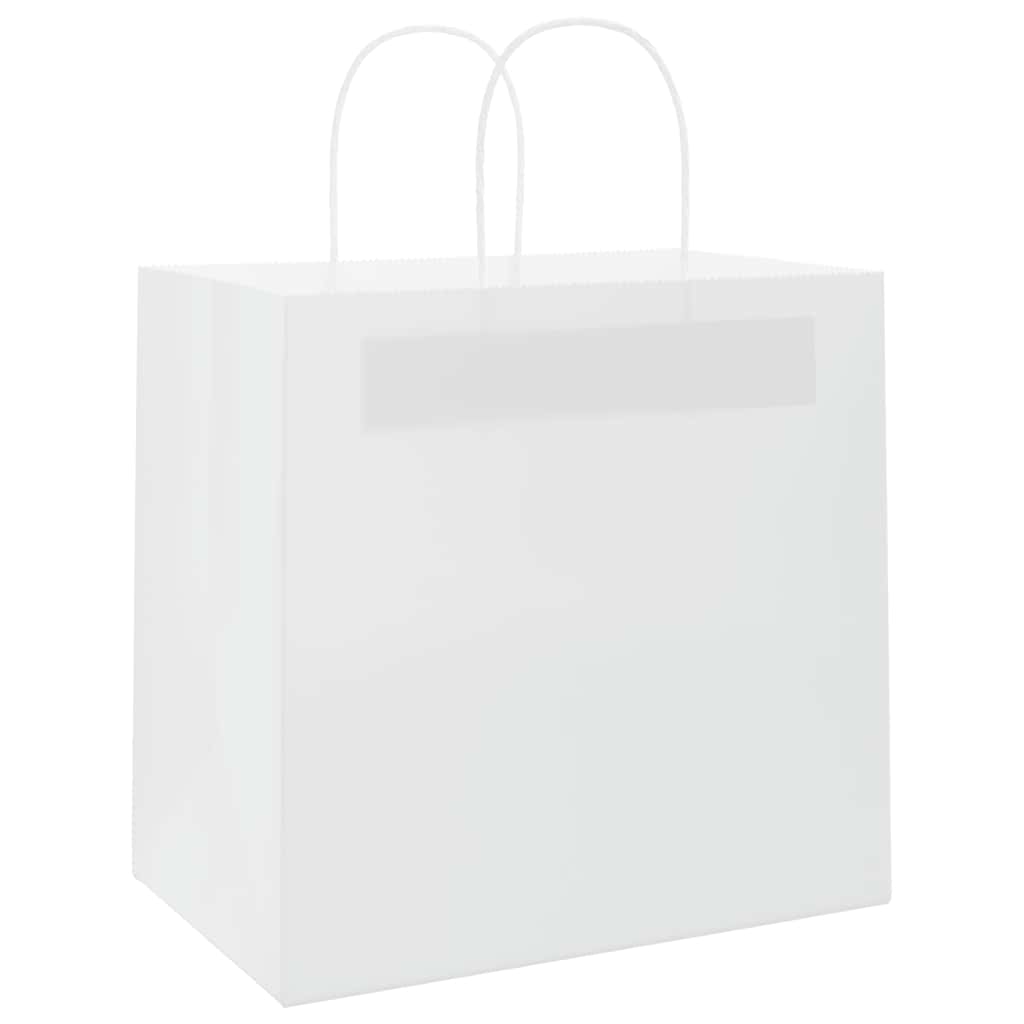 Sacchetti di Carta 250 pz con Manici Bianchi 26x17x25 cm