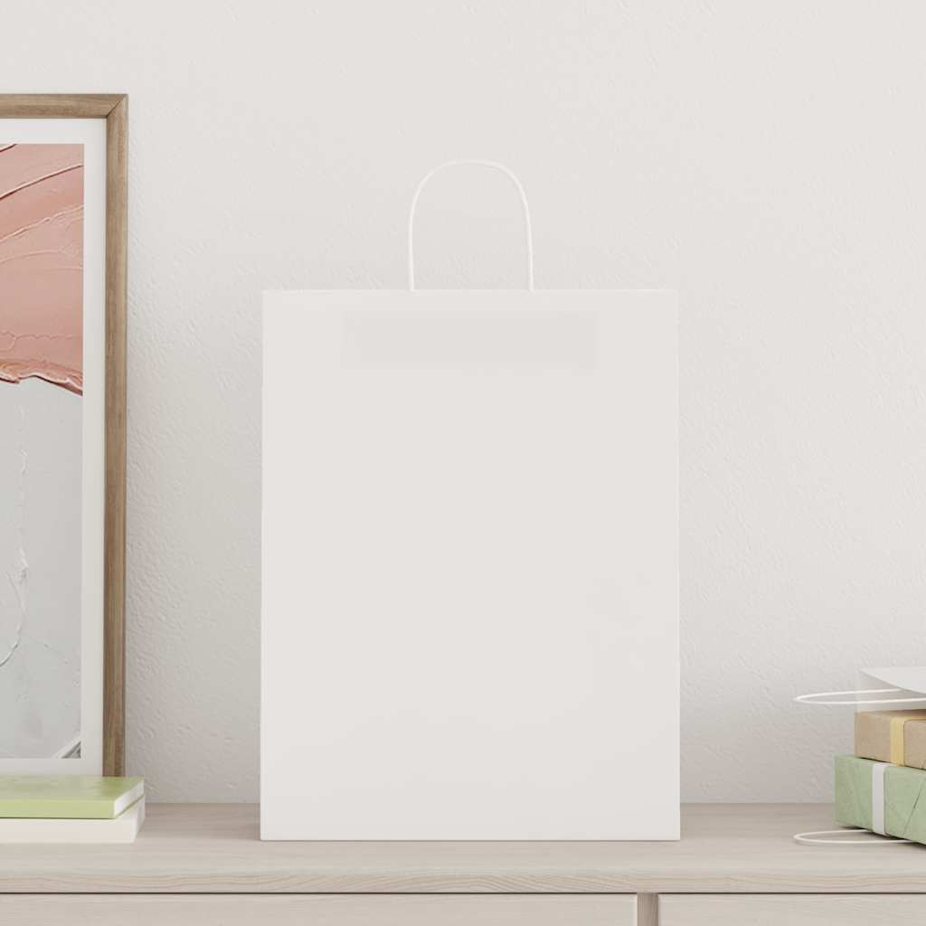 Sacchetti di Carta 250 pz con Manici Bianchi 32x12x42 cm