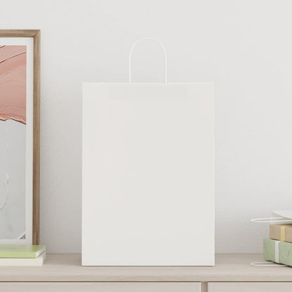 Sacchetti di Carta 250 pz con Manici Bianchi 32x17x44 cm