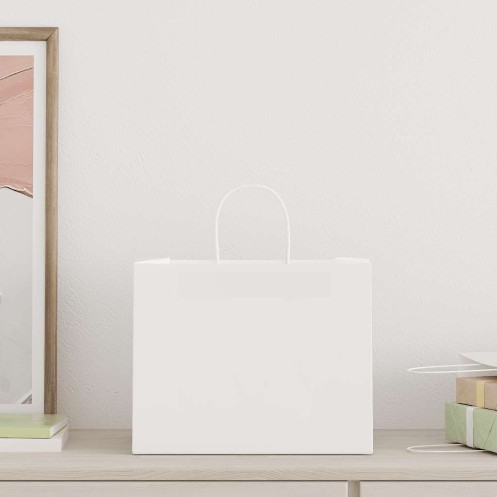 Sacchetti di Carta 250 pz con Manici Bianchi 32x22x24 cm