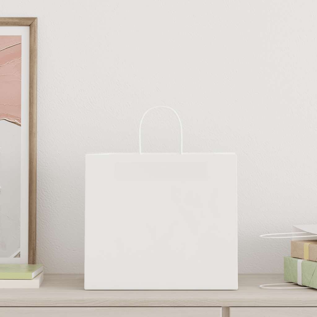 Sacchetti di Carta 250 pz con Manici Bianchi 32x22x28 cm