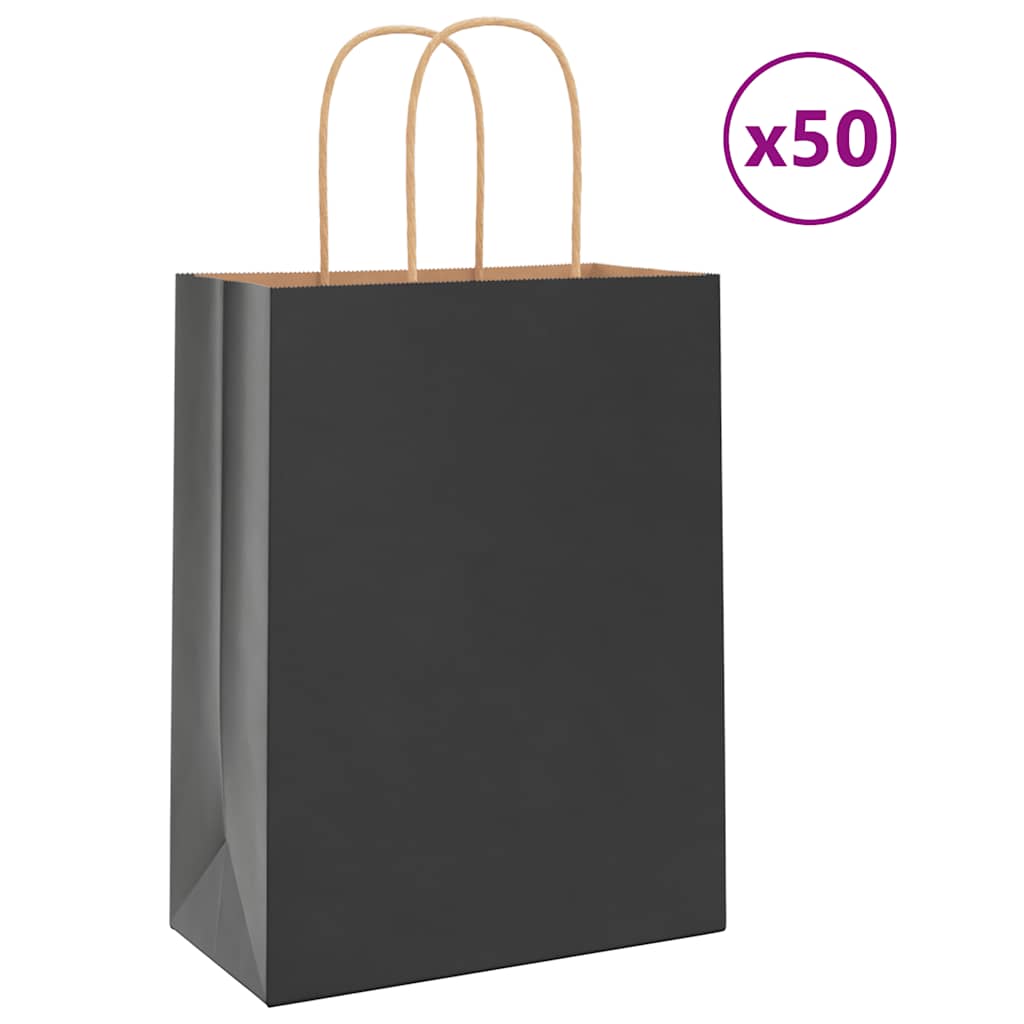 Sacchetti di Carta 50 pz con Manici Neri 21x11x28 cm