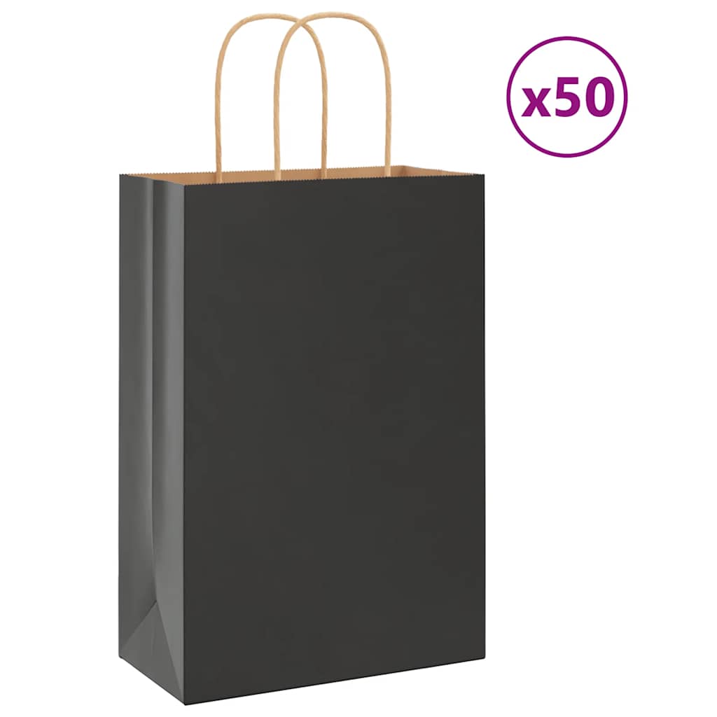 Sacchetti di Carta 50 pz con Manici Neri 21x11x31 cm