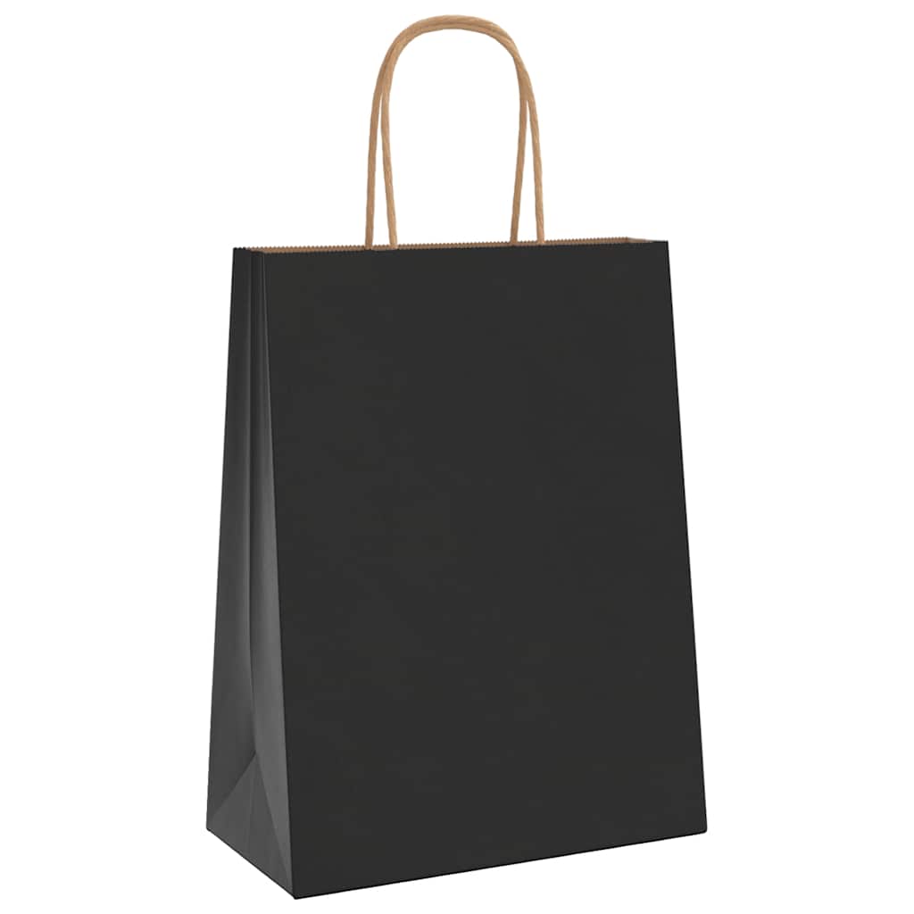 Sacchetti di Carta 250 pz con Manici Neri 21x11x28 cm