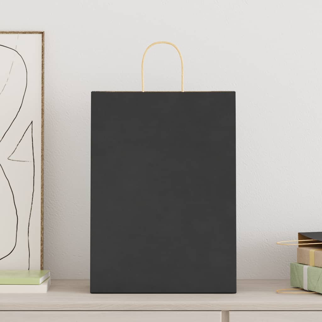 Sacchetti di Carta 250 pz con Manici Neri 32x17x44 cm