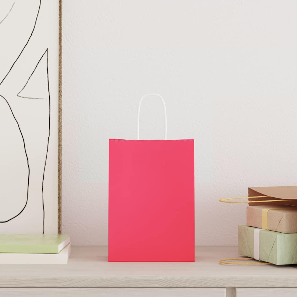 Sacchetti di Carta 50 pz con Manici Rosa 15x8x21 cm