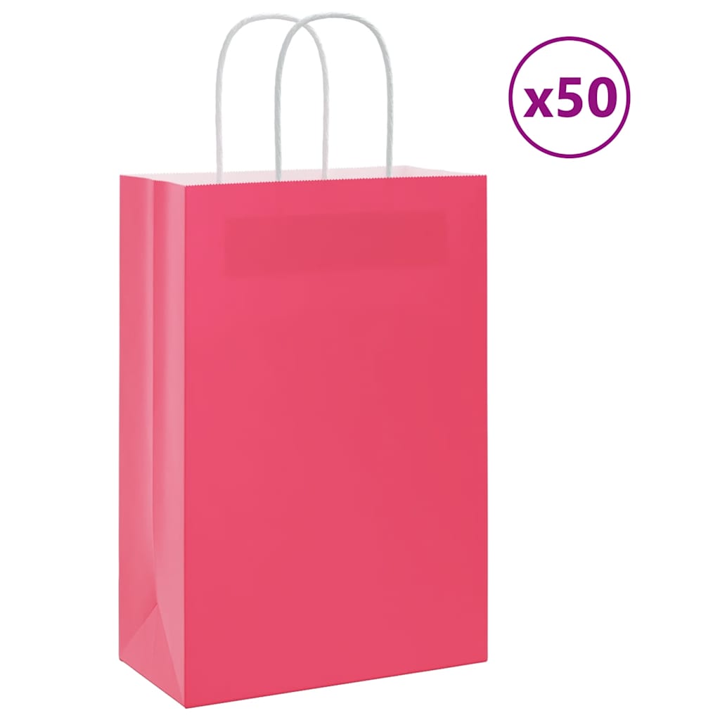 Sacchetti di Carta 50 pz con Manici Rosa 21x11x31 cm