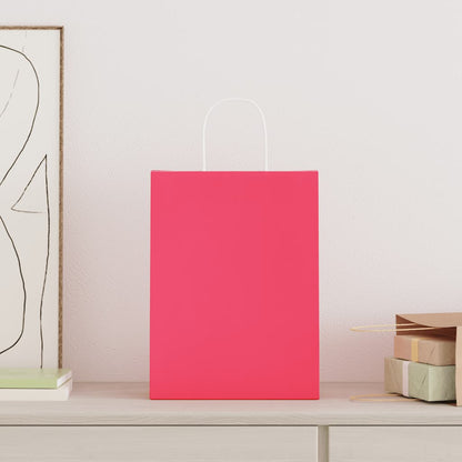 Sacchetti di Carta 50 pz con Manici Rosa 26x12x35 cm