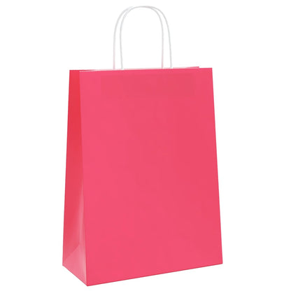 Sacchetti di Carta 50 pz con Manici Rosa 26x12x35 cm