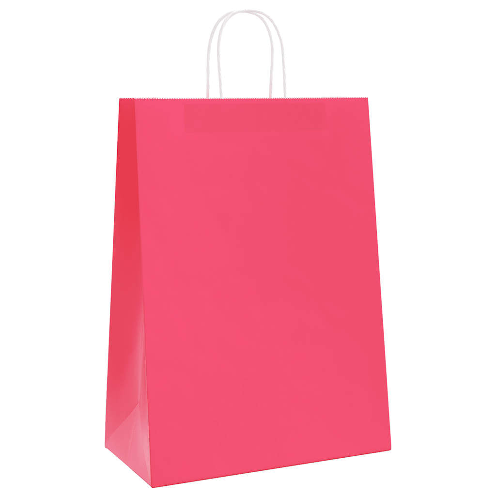 Sacchetti di Carta 50 pz con Manici Rosa 32x17x44 cm