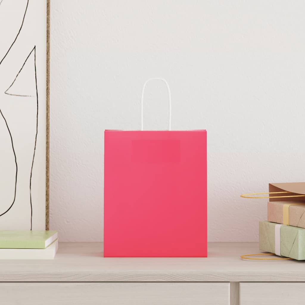 Sacchetti di Carta 250 pz con Manici Rosa 18x8x22 cm
