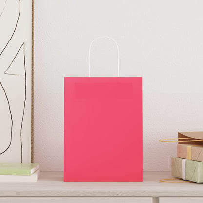 Sacchetti di Carta 250 pz con Manici Rosa 21x11x28 cm