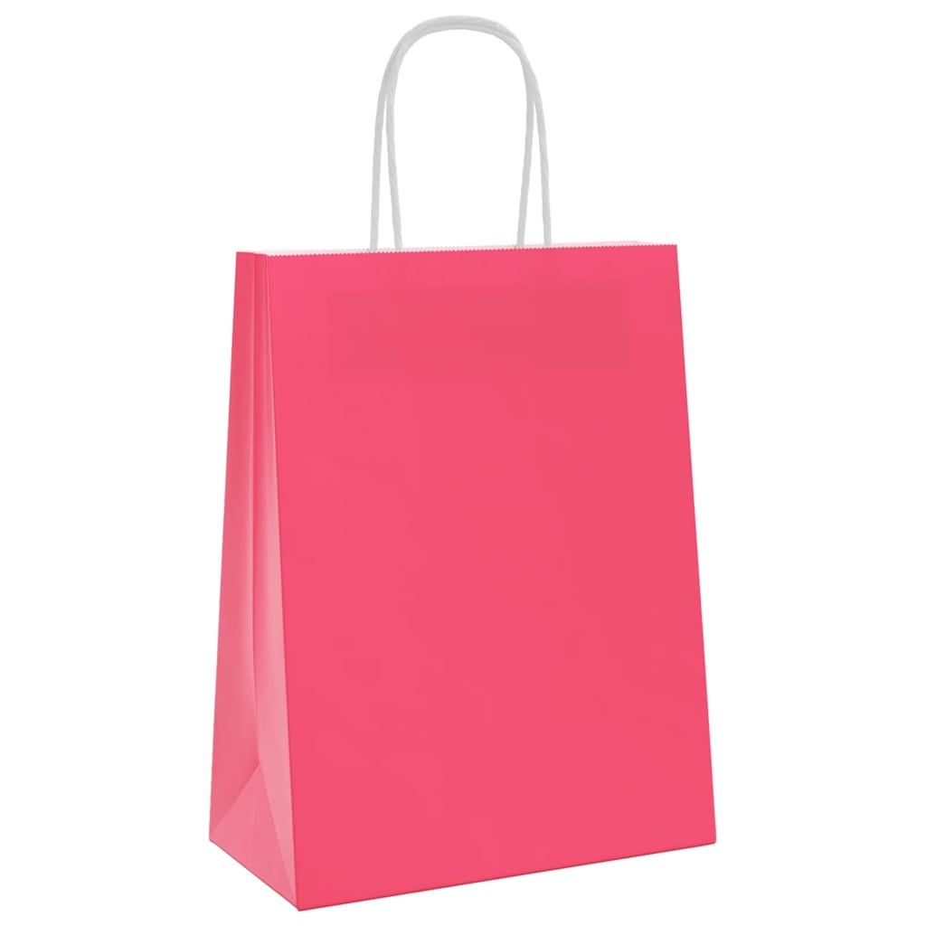 Sacchetti di Carta 250 pz con Manici Rosa 21x11x28 cm