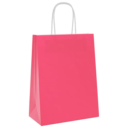 Sacchetti di Carta 250 pz con Manici Rosa 21x11x28 cm