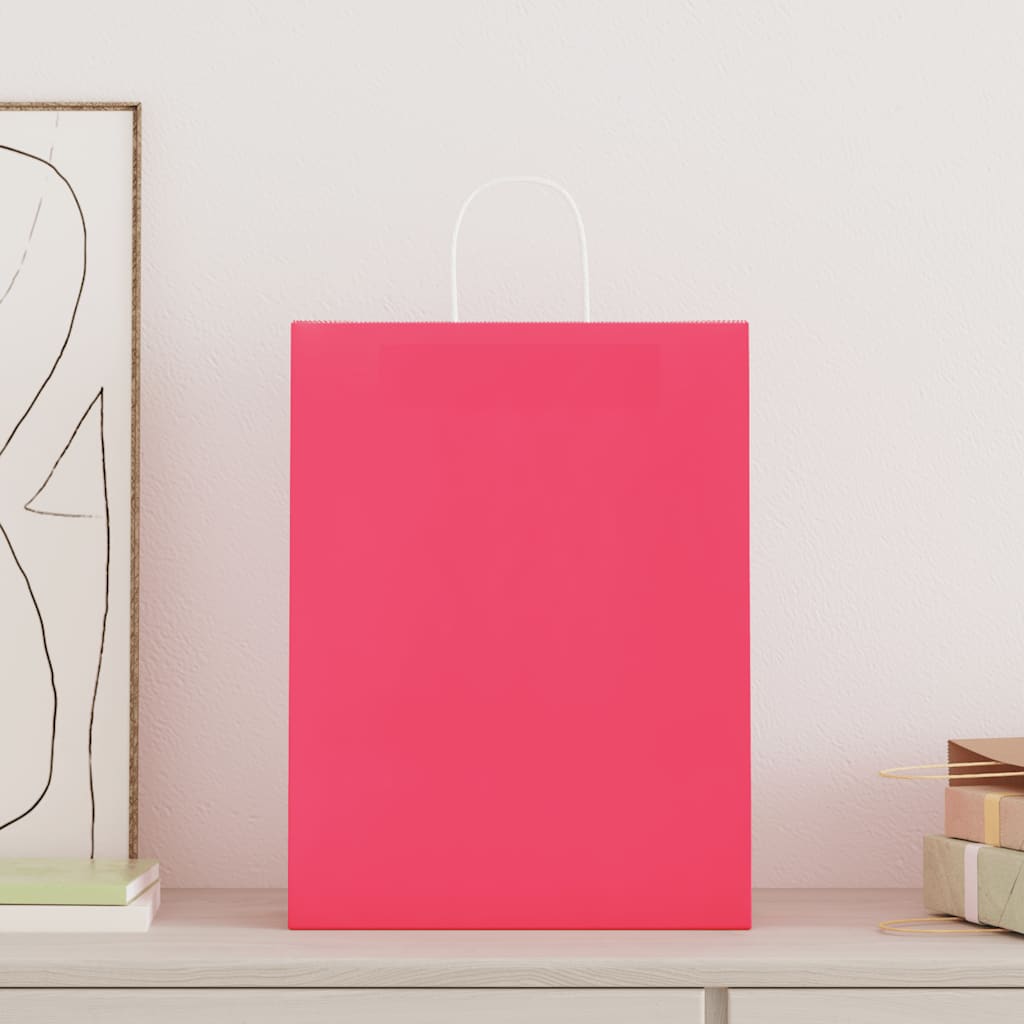 Sacchetti di Carta 250 pz con Manici Rosa 32x12x42 cm