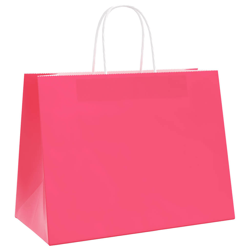 Sacchetti di Carta 250 pz con Manici Rosa 32x17x25 cm