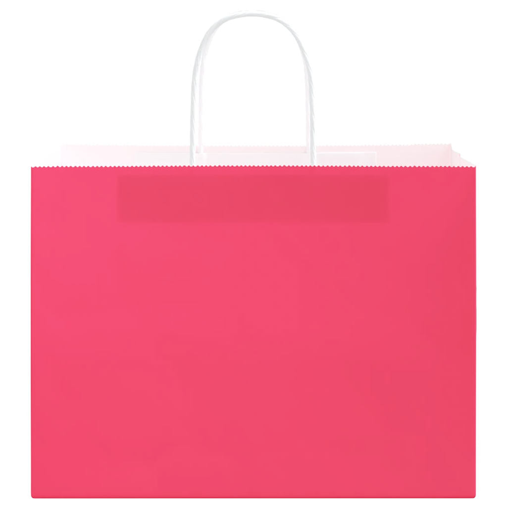 Sacchetti di Carta 250 pz con Manici Rosa 32x17x25 cm