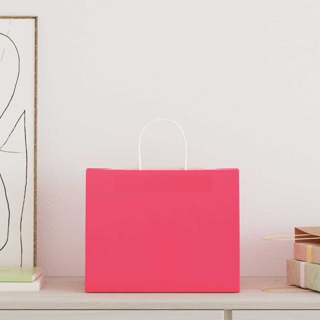 Sacchetti di Carta 250 pz con Manici Rosa 32x22x24 cm