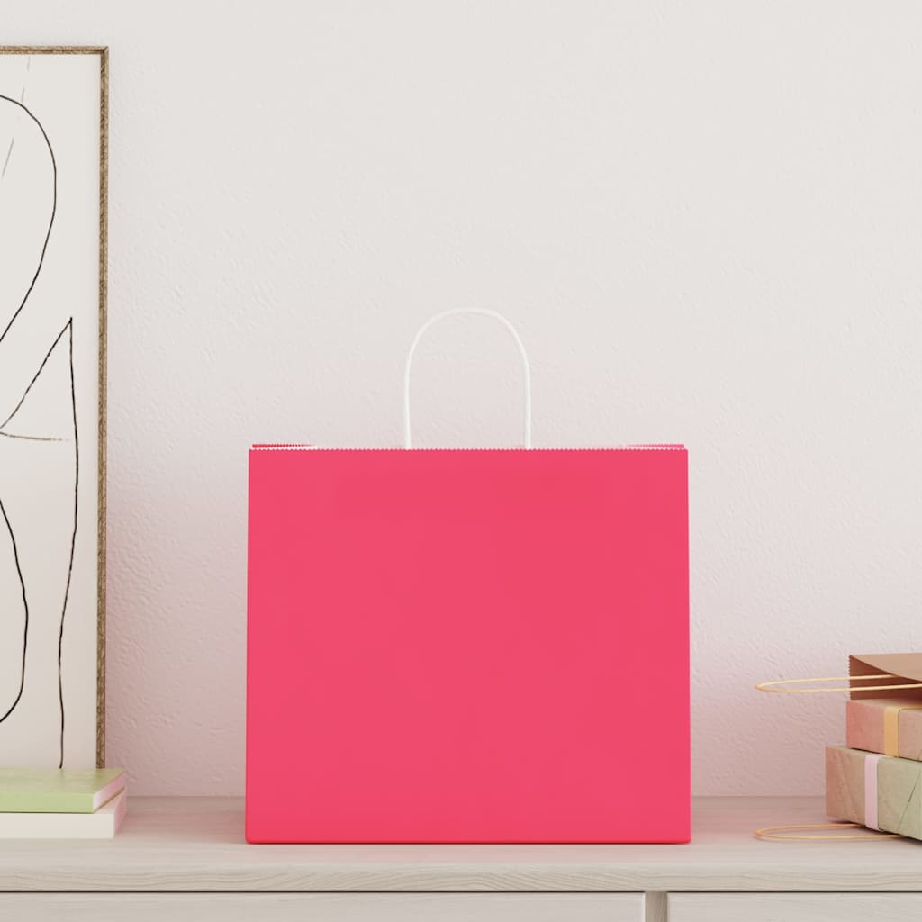 Sacchetti di Carta 250 pz con Manici Rosa 32x22x28 cm