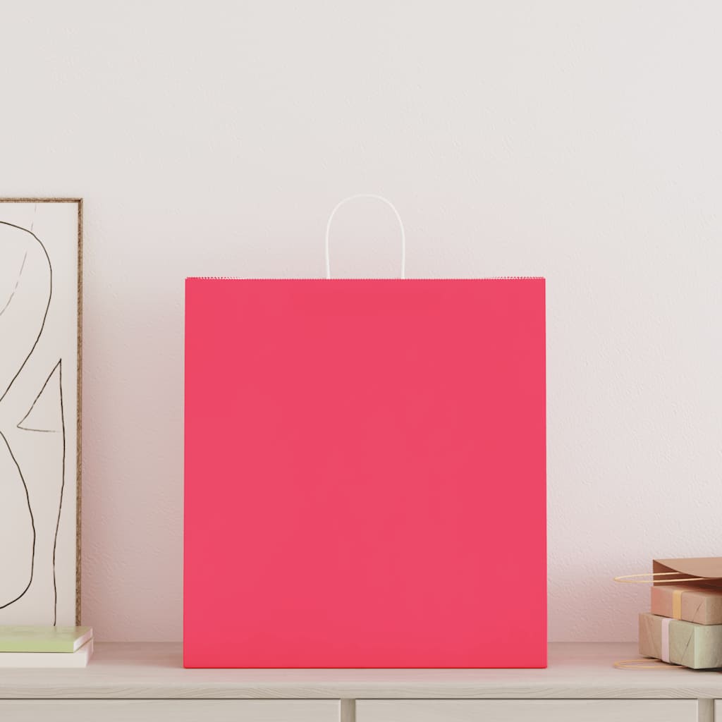 Sacchetti di Carta 250 pz con Manici Rosa 45x17x48 cm