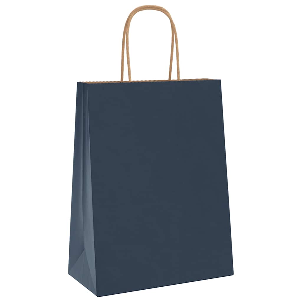 Sacchetti di Carta 50 pz con Manici Blu 21x11x28 cm