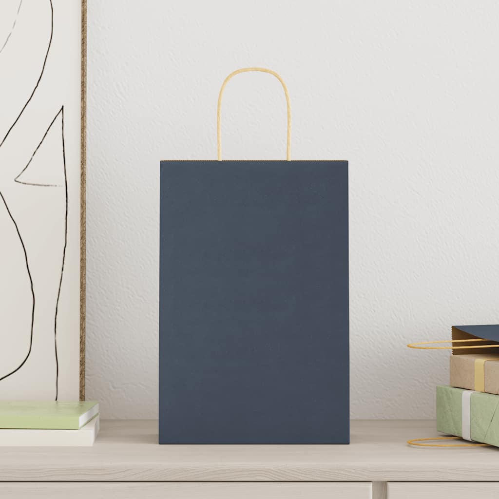 Sacchetti di Carta 50 pz con Manici Blu 21x11x31 cm