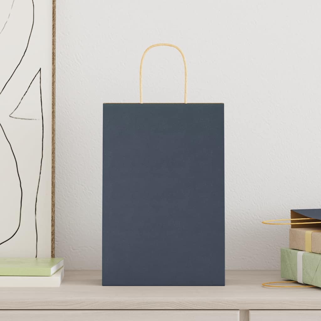Sacchetti di Carta 250 pz con Manici Blu 21x11x31 cm