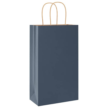 Sacchetti di Carta 250 pz con Manici Blu 21x11x36 cm