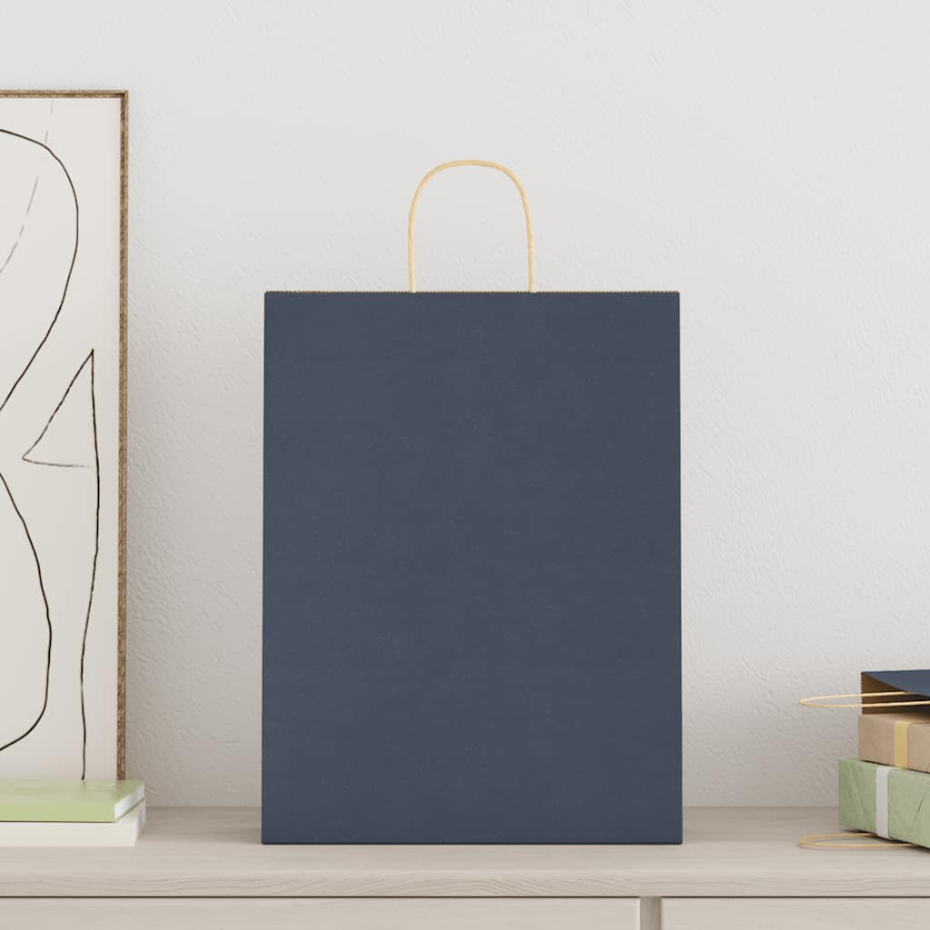 Sacchetti di Carta 250 pz con Manici Blu 32x12x42 cm